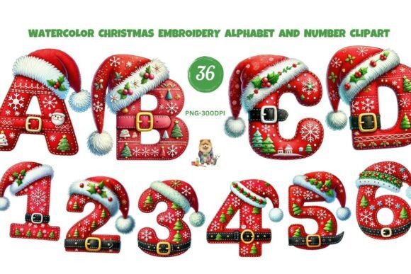 Christmas Embroidery Alphabet Clipart Review