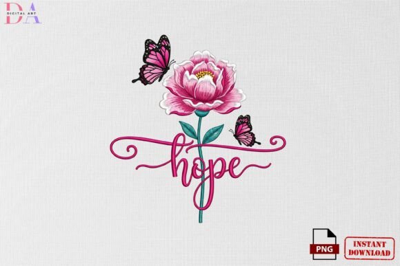 Hope Flower Butterfly Embroidery PNG Review