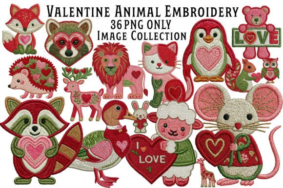 Valentine Animal Embroidery Clipart Review
